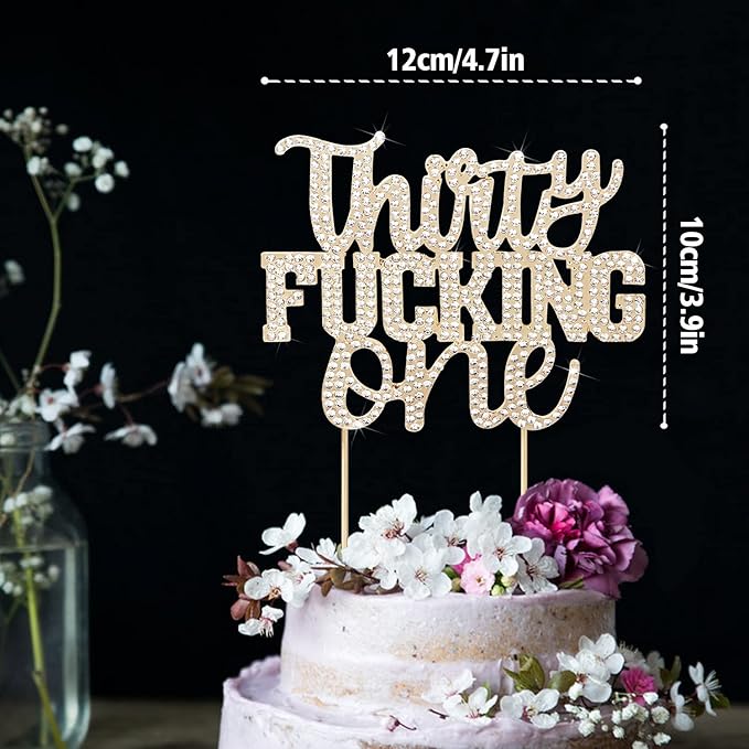 LINGTEER Happy 31st Birthday Funny Gold Rhinestone Cake Topper - Cheers to 31 Years Old Birthday Party,Happy 31st Birthday Cake Centerpieces Topper Decorations Gift Sign.