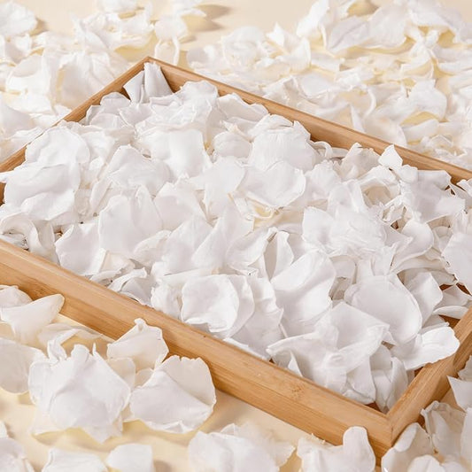 1000+Pcs Dried Real White Rose Petals, Freeze Preserved Flower Petals 8.47oz for Valentine's Day Gifts Wedding Party Decor, Flower Girl, Dinner Table Centerpieces, Bridal Shower, Flower Confetti 240g