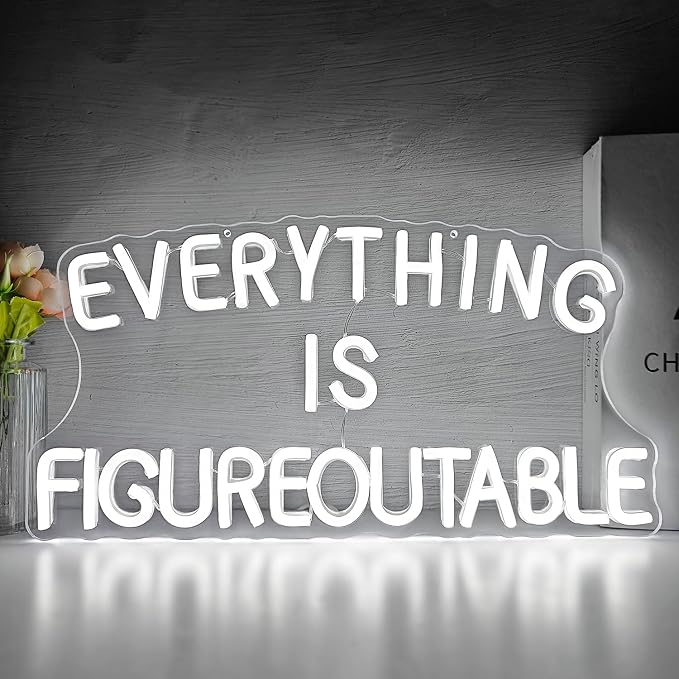 Everything is Figureoutable Neon Sign Dimmable Inspirational Neon Wall Art Motivational Neon Lights for Classroom Office Home Wall Decor Positive Gifts