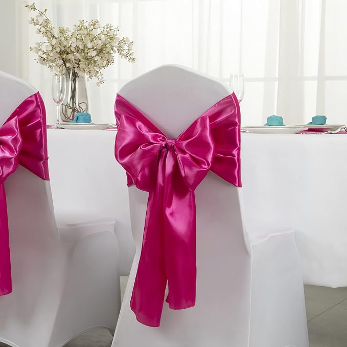 Horbaunal 12 Pack Hot Pink Satin Table Runner 12 x 108 Inch, Smooth Table Runners for Wedding Banquets Birthday Party