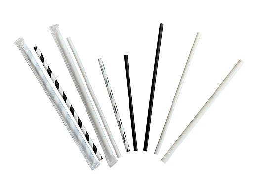 350 Count | Kingseal Disposable Paper Drinking Straws, Unwrapped, WHITE, 7.75 Inch Length x 8mm Diameter, "Giant" Size, White, Biodegradable, Earth Friendly, Bulk Pack - 1 Box of 350 Straws