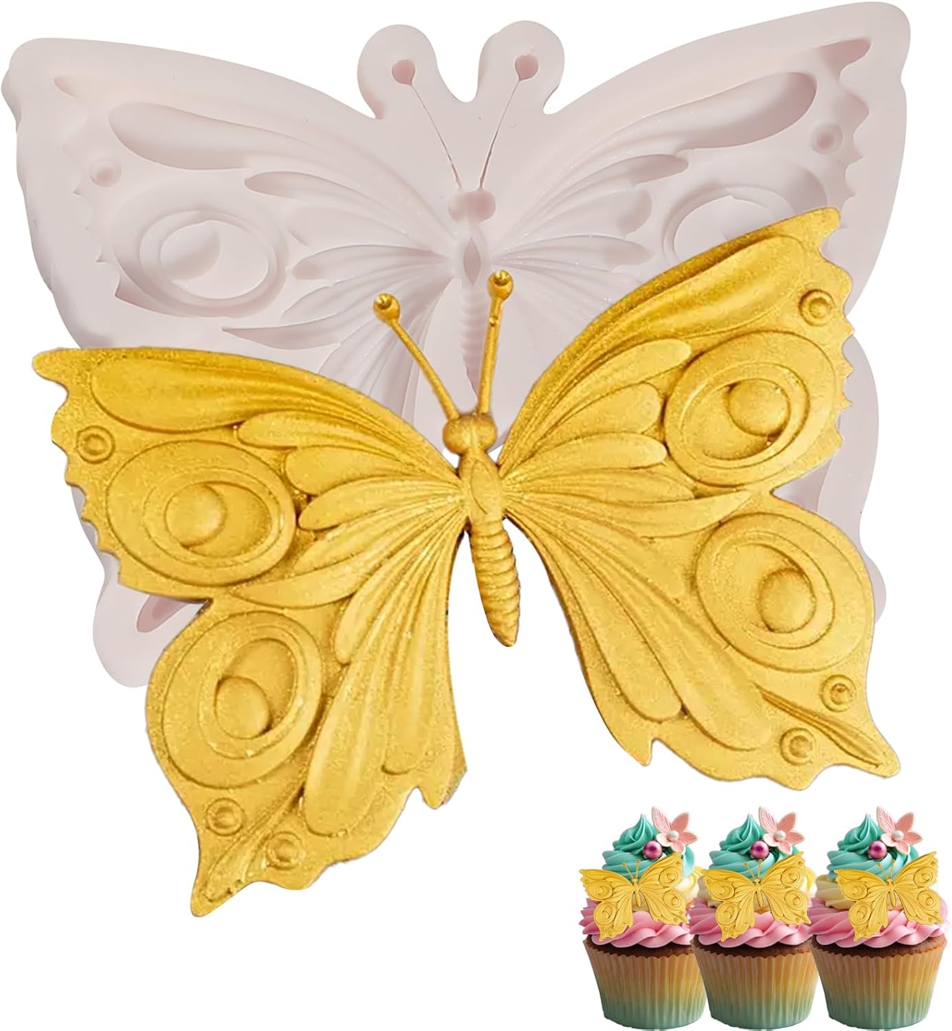 1Pcs 3D Butterfly Silicone Mold, Non-Stick Butterfly Cake Decoration Fondant Molds, for Kitchen Baking, Chocolate, Candy, Biscuits, Flower Paste, Resin Mold, Clay Modeling, Home Decor