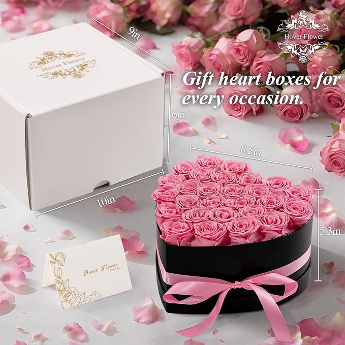 27 Forever Preserved Flowers in a Box, Vanlentines Day Gifts for Her, Eternal Roses Flowers for Delivery Prime, Birthday Gifts for Women Mom Grandma Wife (Pink)