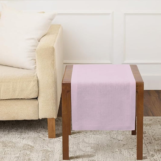 Solino Home Linen Small Table Runner 36 Inches - Athena, 100% Pure Linen Chambray Lavender Table Runner 14 x 36 Inch Ideal for Dresser and Coffee Tables - Spring, Summer, Mothers Day