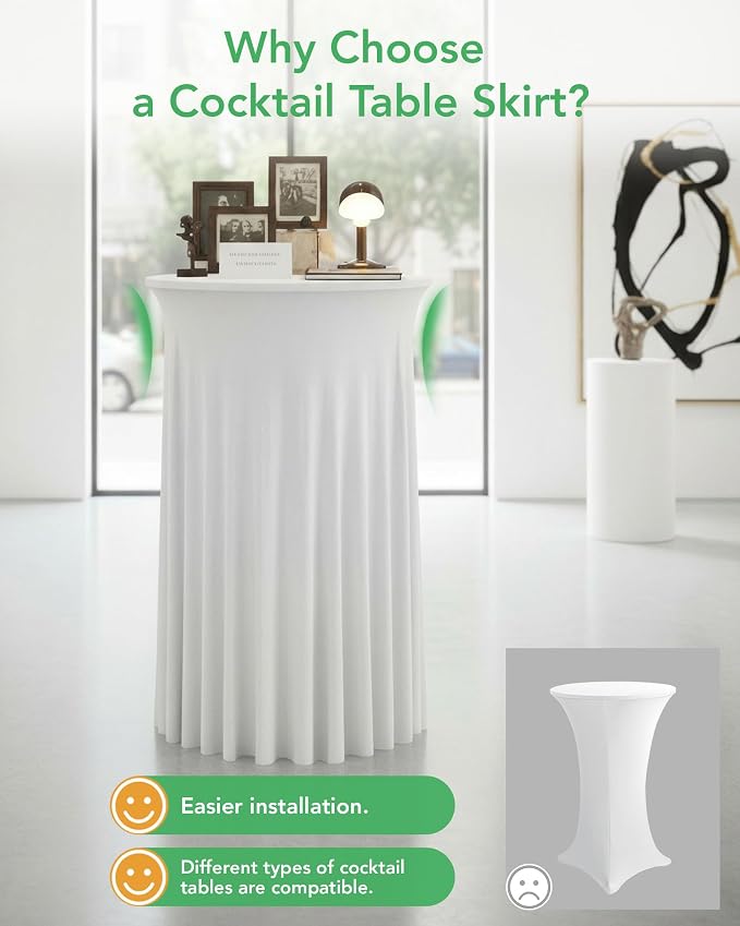 KeyWave Cocktail Table Tablecloth with Skirts - 24x43 Inch Wavy Spandex High Top Cocktail Table Covers, Ruffle Drape Highboy Tablecloth Reusable for Party Wedding Cake Standing Table, Red, 6 Pack