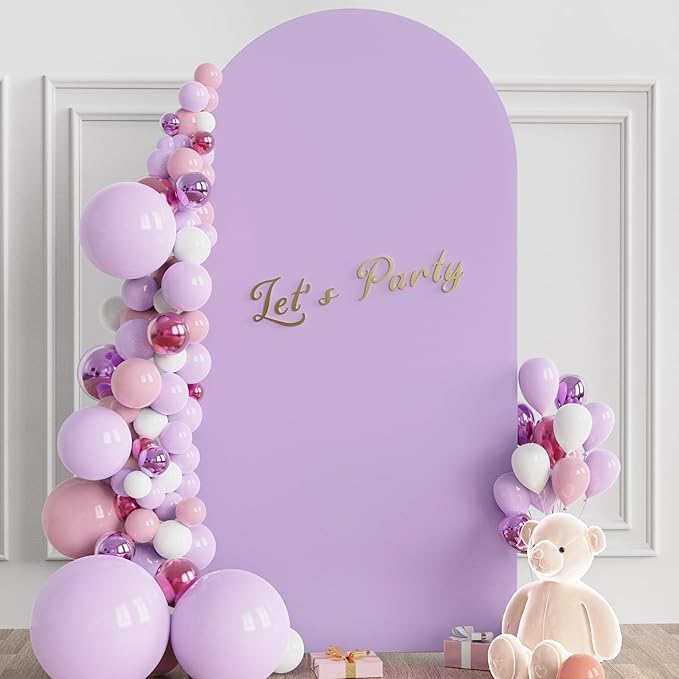 Wokceer 6.6FT Wedding Arch Cover Spandex Fitted Wedding Arch Stand Covers Round Top Chiara Arch Backdrop Cover for Birthday Party Ceremony Banquet Decoration Lavender