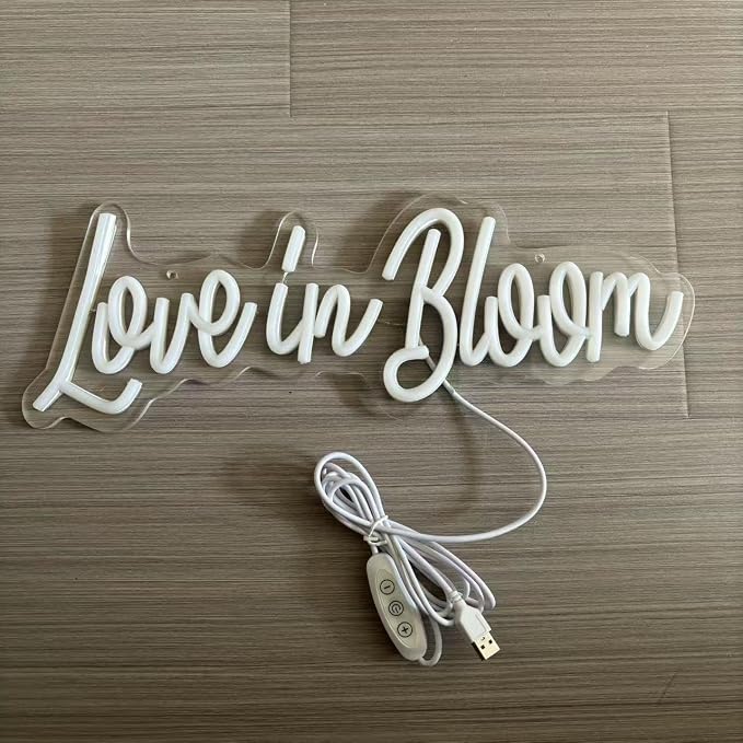 Love in Bloom Neon Sign,Custom Wedding Light,Led Signs for Wedding Backdrop, Handmade Favors, Promposal Lamp