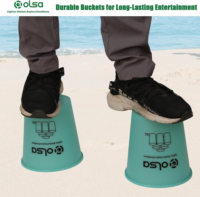 Olsa Giant Yard Pong Outdoor Game, Toss Family Games for Beach Camping Lawn Backyard Party, Indoor Outdoor Games for Adults and Family(Green & Blue Glow in Dark)