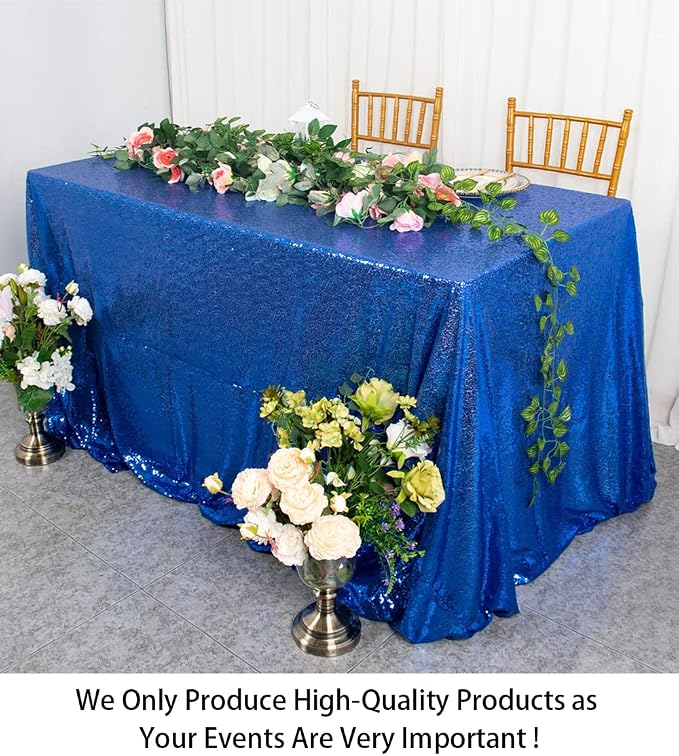 ShiDianYi 50''x72'' Royal Blue Sequin Tablecloth Wedding Table Cloth Sparkle Sequin Linens Glitz Party Table Cloth Sequin Cake Tablecloth