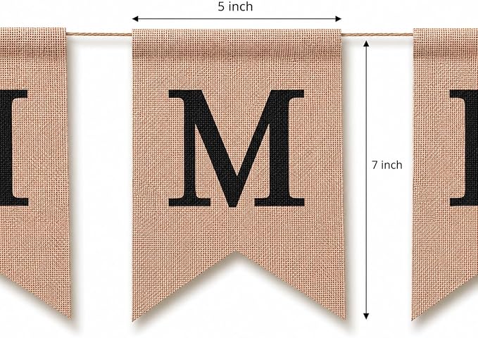 Pre-Printed Banner Kit – 97 BURLAP Flags with BLACK Letters, Numbers & Symbols, Reusable DIY Custom Banner, Make Your Own Personalized Banner for Aesthetic Party Decor, Natural Linen-Look Burlap, Includes Twine & Needles