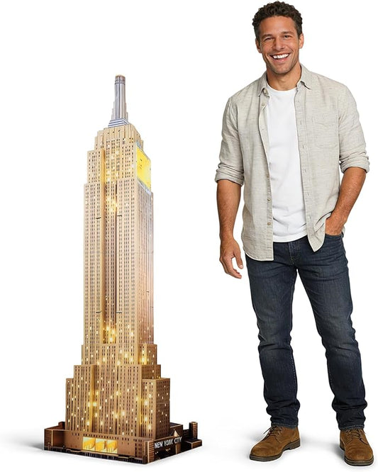 5.6 Ft Empire State Building Cardboard Cutout Life Size New York City Landmark Standee NYC Skyscraper Stand Up Backdrop Props for City Theme Party Decor Photo Booth Classroom Display