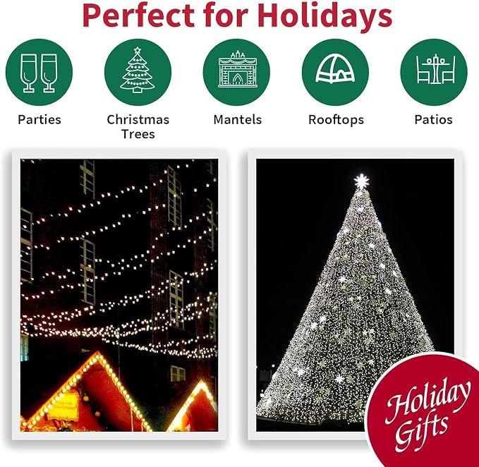 LAMPHOME 165ft Christmas Decorative Mini Lights, 500 LED Transparent Wire Fairy Starry String Lights Plug in, 16Lighting Modes for Indoor Outdoor Xmas Tree Wedding Party Decoration (White)