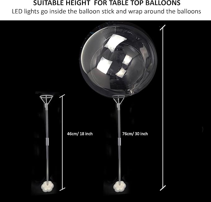 Lightsfever warm white 6pc LED Light up Balloon with sticks, stands and batteries, Table top centerpieces for party, no helium required DIY Kit (warm white)