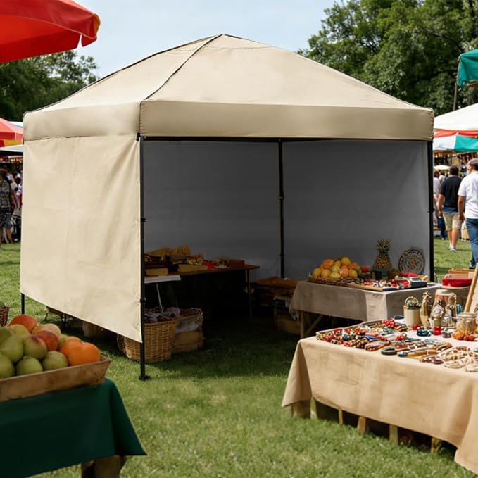 Instant Canopy Tent SideWalls Waterproof Sunwalls for 10x10 Pop Up CanopyTent, 300D Polyester Canopy Walls 3Pack Sidewalls Waterproof and UV Protection (Khaki, 10x10ft 3PCS)