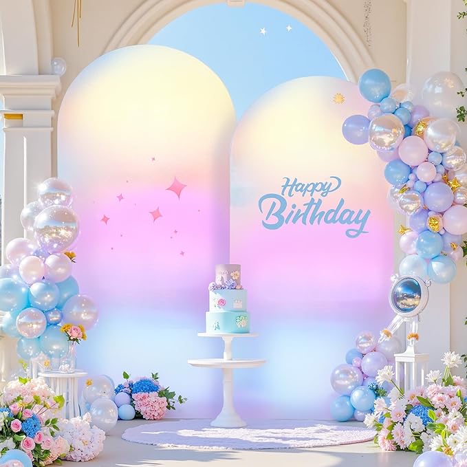 Silver White Arch Covers 7.2 and 6ft Sequin Sparkly Birthday Party Arch Backdrop Covers Set of 2 Spandex Shimmer Balloon Arch Stand Cover for Wedding Bridal Shower Baby Shower Photo Arches Background