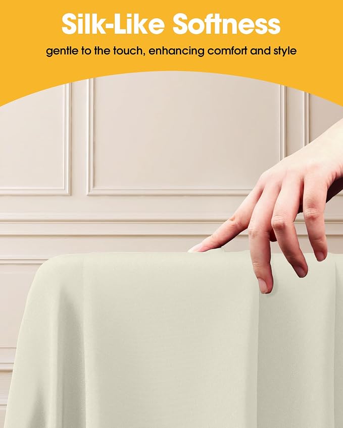 Niuara Ivory Rectangle Table Cloth - 6 Pack, 60" x 102" Washable Polyester Tablecloth for 5FT Tables, Wrinkle-Resistant Table Cover for Weddings & Parties