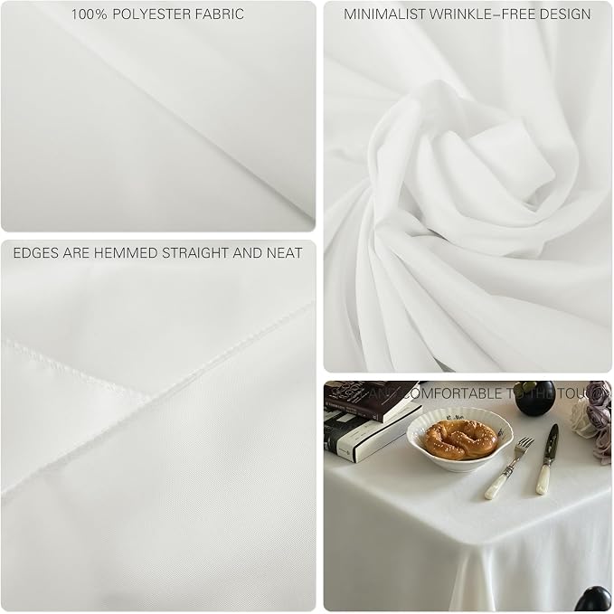 WIGENIUS 2 Pack Ivory Table Cloth Rectangle Tablecloths 60X126 Inch,Polyester Table Cloth for 8 Foot Rectangle Tables,Wrinkle Resistant Washable Fabric Table Covers for Party,Wedding Banquet