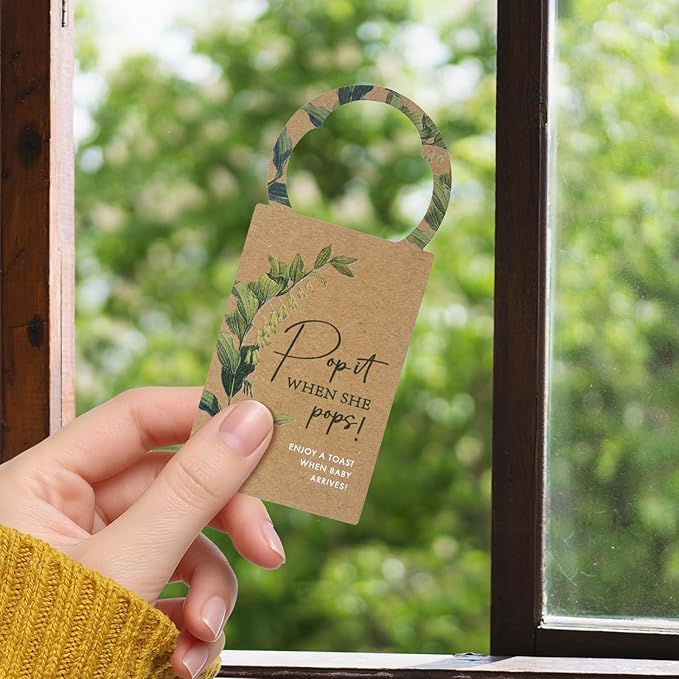 Summer-Ray 50pcs Pop it When She Pops Mini Champagne Baby Shower Tags Wine Bottle Tags (White)