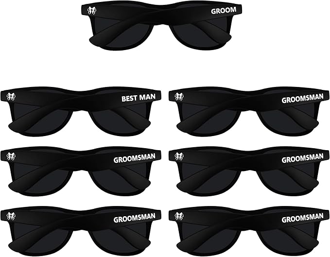 LADY&HOME Bachelor Party 7pcs Wedding Sunglasses for Groom, Best Man, Groomsmen Gifts Wedding Favor