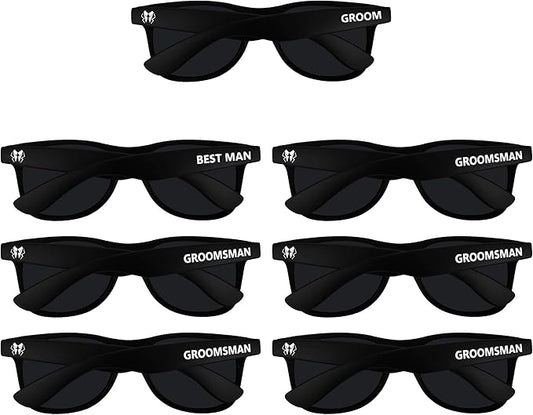 LADY&HOME Bachelor Party 7pcs Wedding Sunglasses for Groom, Best Man, Groomsmen Gifts Wedding Favor