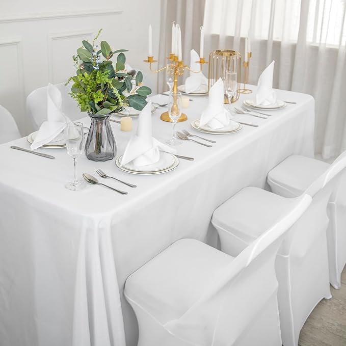 12 PCS Waterproof Stretch Spandex Folding Chair Covers, Dining Room Chair Slipcovers Protector for Wedding, Banquet, Party, Holidays, Celebration and Decoration（White）