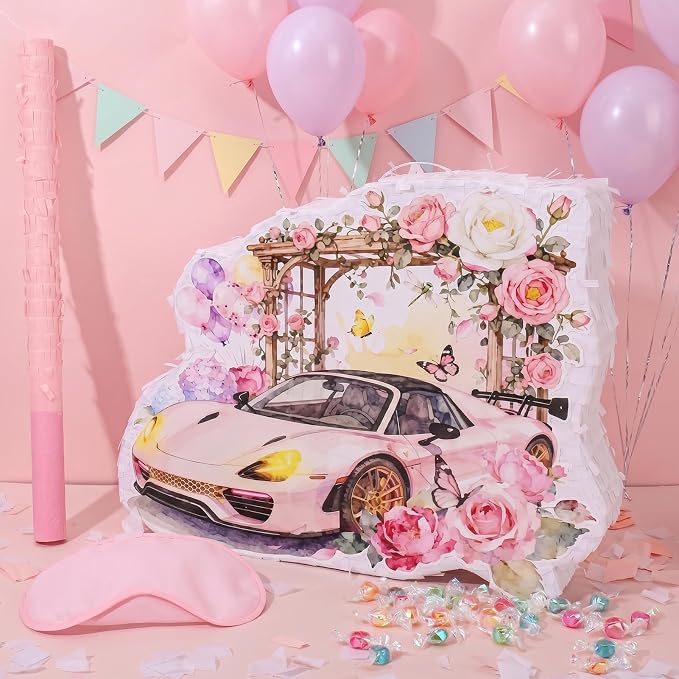 Cars Piñata Race Car Party Favors Set with A Blindfold, Bat and Confetti Birthday Party Supplies Theme Racing Pinata for Celebration Carnival Party Supplies