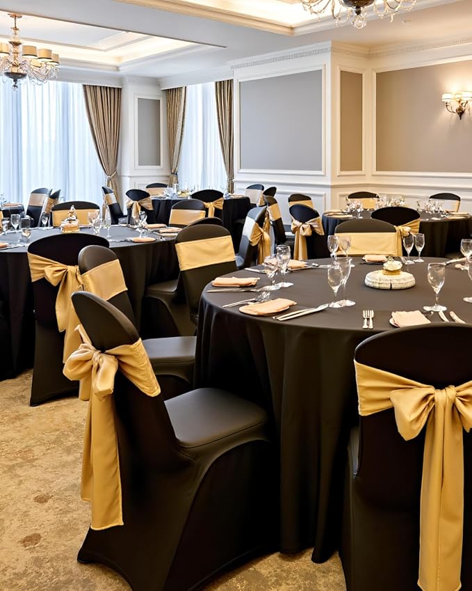 VEVOR 50 Pcs Black Chair Covers Polyester Spandex Stretch Slipcovers for Wedding Party Dining Banquet Arched-Front Chair Covers
