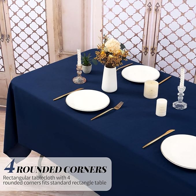 fani 8 Packs Navy Blue Rectangle Tablecloth - 60 x 102 Inch, Premium Polyester Table Cloth for 6 Foot Rectangle Tables, Washable Fabric Table Covers for Wedding, Party, Banquet, Dining