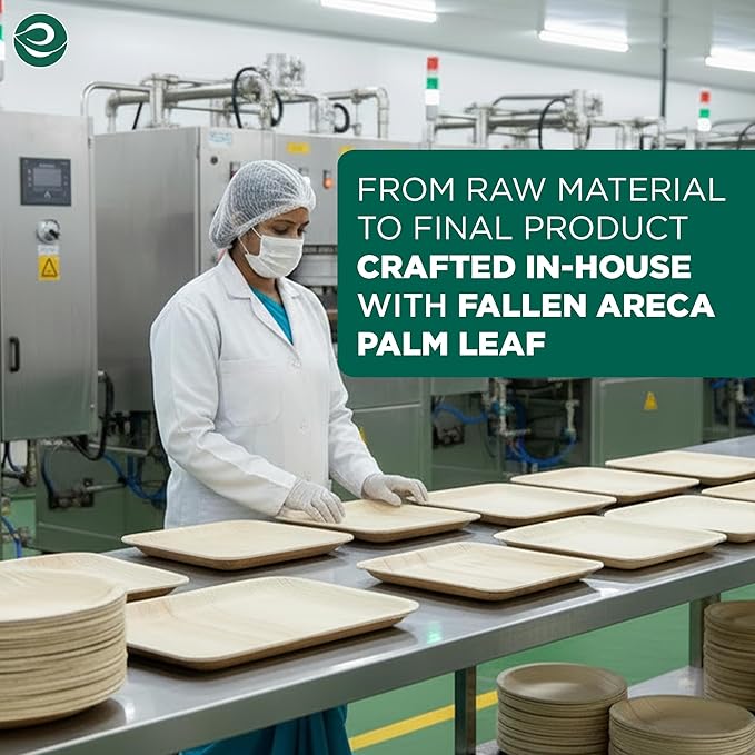 ECO SOUL Palm Leaf Like Bamboo Plates, 8 Inch Square, 200 Pack Bulk Disposable Appetizer & Dessert Tableware, Compostable Biodegradable Natural Wooden Small Party Plates for Wedding, Catering, Events