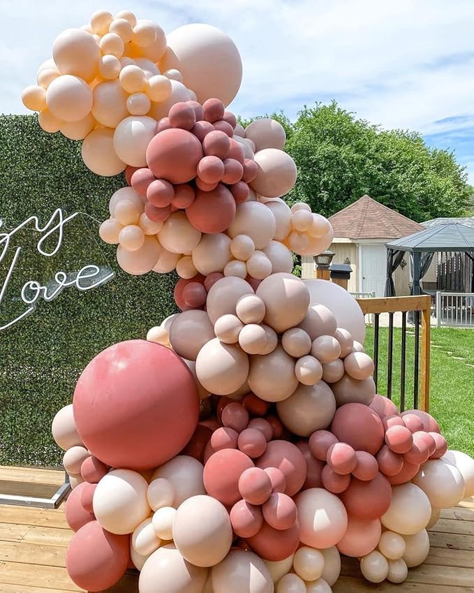 Dusty Pink Balloons Arch Kit Double Stuffed Pink Balloon Garland Latex Different Sizes 18In 12In 5In For Anniversary Girls Birthday Bridal Baby Shower Engagement Party Decoretions