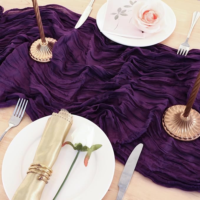 8 Pack Purple Cheesecloth Table Runner 120 Inch 10FT Gauze Cheese Cloth for Birthday Party, Banquet, Theme Party, Wedding Decoration
