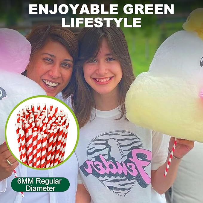 18 Inch Extra Long Paper Drinking Straws - For Large Drinks, Cotton Candy Sticks, DIY Crafts - Red, 100 Counts- 100% Biodegradable