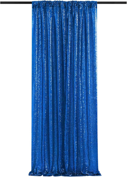 4th of July Party Decorations,1 Panel 3FTx8FT Navy Blue Sequin Backdrop Curtains, Glitter Party Decorations Background Drapes for Birthday Party Graduation Photo Booth Decor