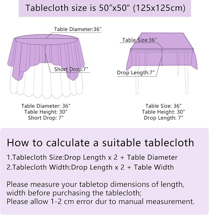 B-COOL Sequin Tablecloth Party Decoration: Romantic Sparkly Party Tablecloth Glitter Table Overlays for Wedding Sequin Overlay for Ceremony Lavender 50x50inch Square