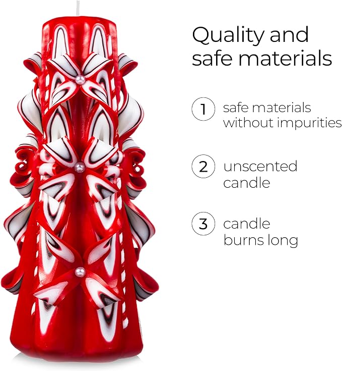 Carved Candles - Handmade Long Burning Decorative Luxury Candles - Unscented - for Home Decor, Birthdays, Anniversaries, Romantic Occasions, Gifts for Women, Christmas Gift for Mom - Scarlet Sails