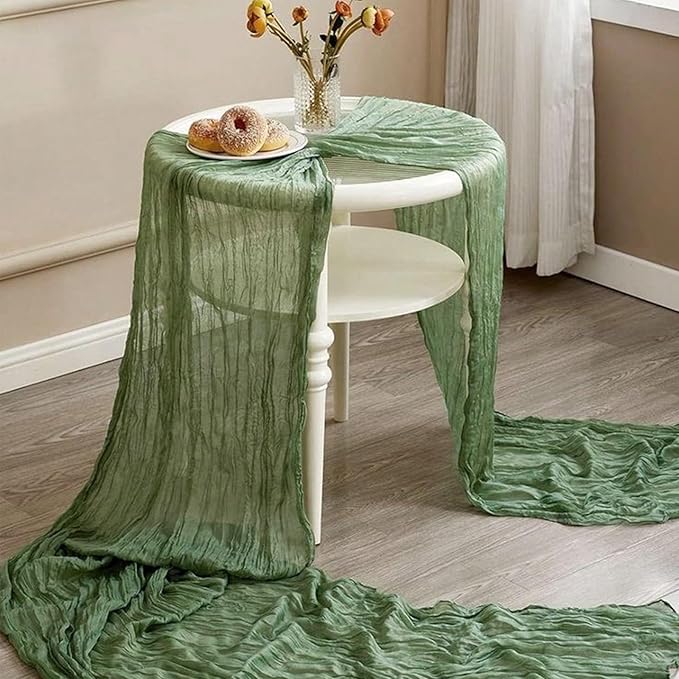 20Pack Sage Green Cheese Cloth Table Runner 10Ft Cheesecloth Table Runner Boho Gauze Table Runners Sage Green Wedding Decor for Party Bridal Shower Thanksgiving Christmas