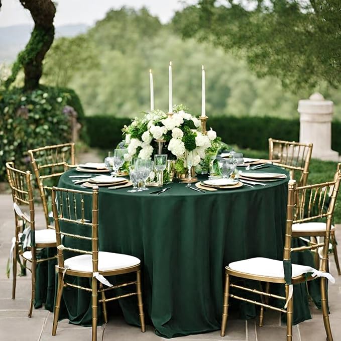 Pesonlook 8 Pack 120 Inch Hunter Green Round Table Cloths, Premium Polyester Round Tablecloth Wrinkle Resistant Washable Table Cover for Wedding, Party, Dining,Banquet,Buffet