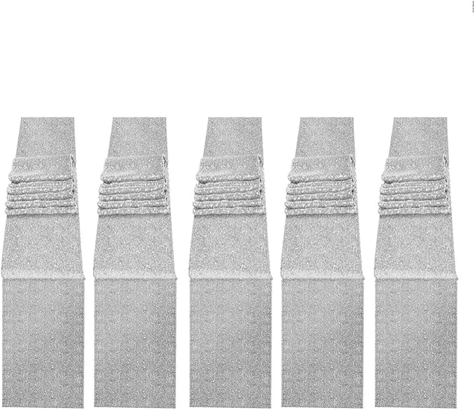 JYFLZQ Silver Sequin Table Runner 12"x108" Pack of 5 Glitter Sequin Fabric Table Linens - Sparkly Runners for Wedding & Birthday Party Decor
