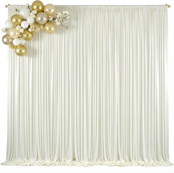 20x12ft Ivory Backdrop Curtains for Parties Wrinkle Free Fabric Backdrop Curtain Wedding Photo Drapes Backdrop for Birthday Party Baby Shower Bridal Shower Photography Stage Back Drop 4 Panels 5x12FT