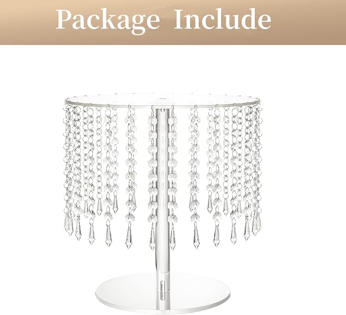 Cake Stands for Party, Clear Acrylic Cake Stand for Dessert Table, 12.2in Round Crystal Cake and Cupcake Stand for Wedding Birthday Party Event Decorations