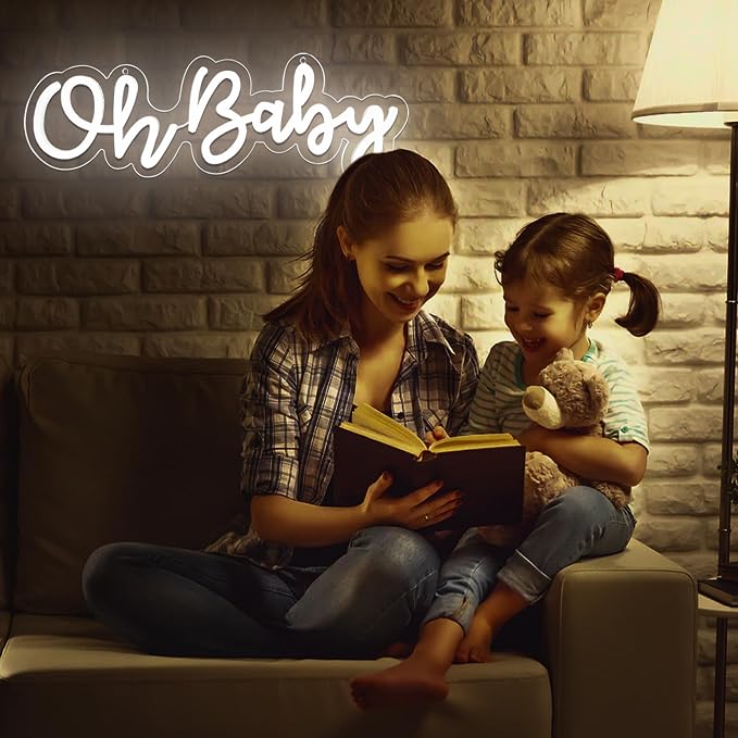Oh Baby Neon Sign for Wall Decor,Neon Oh Baby Light up Sign for Backdrop Shower Decorations, Gender Reveal,Bedroom,Kids Room,Party,Birthday Decor,Size 16.1 * 5.9 Inch（JTD065)