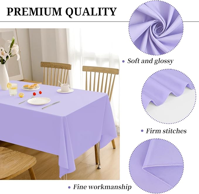 12 Pack Lavender Tablecloths for Rectangle Tables 60 x 102 Inch Polyester Tablecloth 6 Foot Rectangle Table Cloth Wrinkle Resistant Washable Fabric Table Cover for Party Wedding Banquet Events