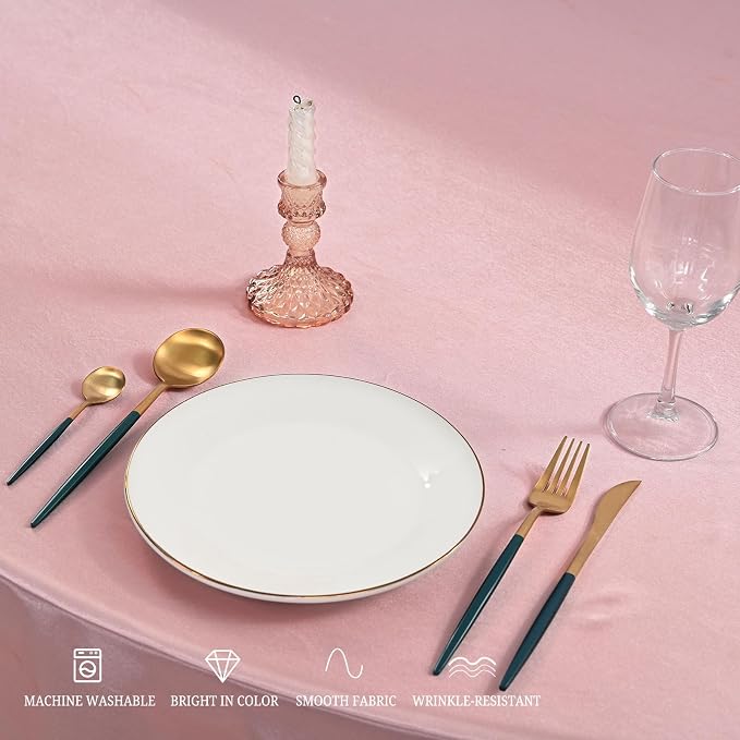12 Pack 90 Inch Round Tablecloth, Rose Gold Satin Fabric Table Cloth for Round Tables, Wrinkle Resistant Washable TableCover Bright Silk Table Clothes for Wedding Party Dining Tables Banquet