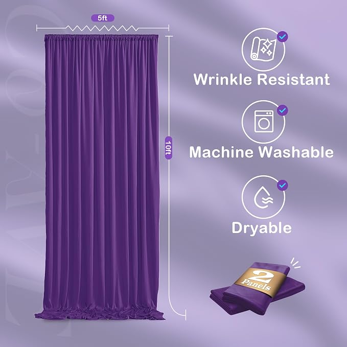 Wrinkle Free Purple Backdrop Curtains for Parties, Purple Photo Curtains Backdrop Drapes 2 Panels Back Drop Cloth Draping for Wedding Birthday Photography Background Decor,10ftx10ft