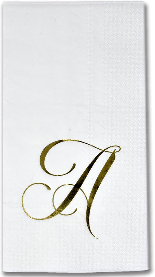 A Monogram Guest Napkins 100 Pack Initial Letter Personalized Napkins Paper Disposable Bathroom Towels Wedding Party Table Decor Supplies