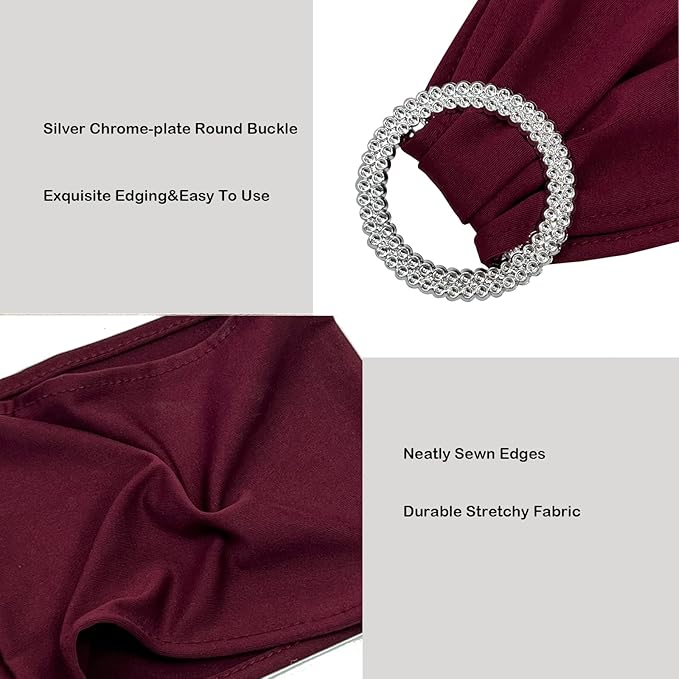 Spandex Chair Sashes Bands 50PCS Stretch Chair Ties Bows with Buckle Slider for Wedding Party Banquet Decoration (Burgundy)…