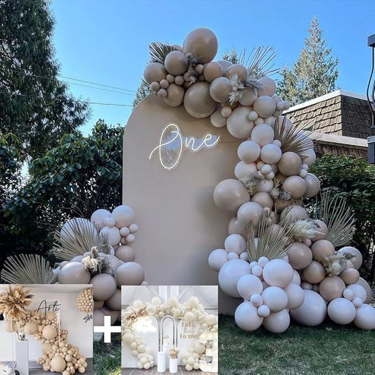 Nude Beige and Blue Balloon Double Stuffed Apricot Brown Balloons Garland Different Sizes Latex Balloons Arch Kit for Neutral Baby Shower Jungle Theme Woodland Teddy Bear Birthday Boho Party Decoratio