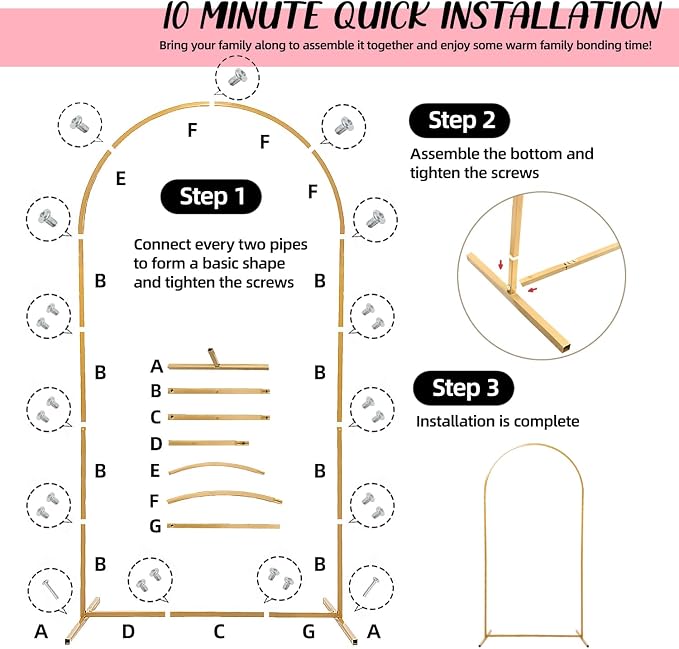 Wedding Arch Backdrop Stand and Cover Set, 6.6 FT Metal Balloon Arch Backdrop Stand for Ceremony Parties Birthday Baby Shower Graduation Decoration
