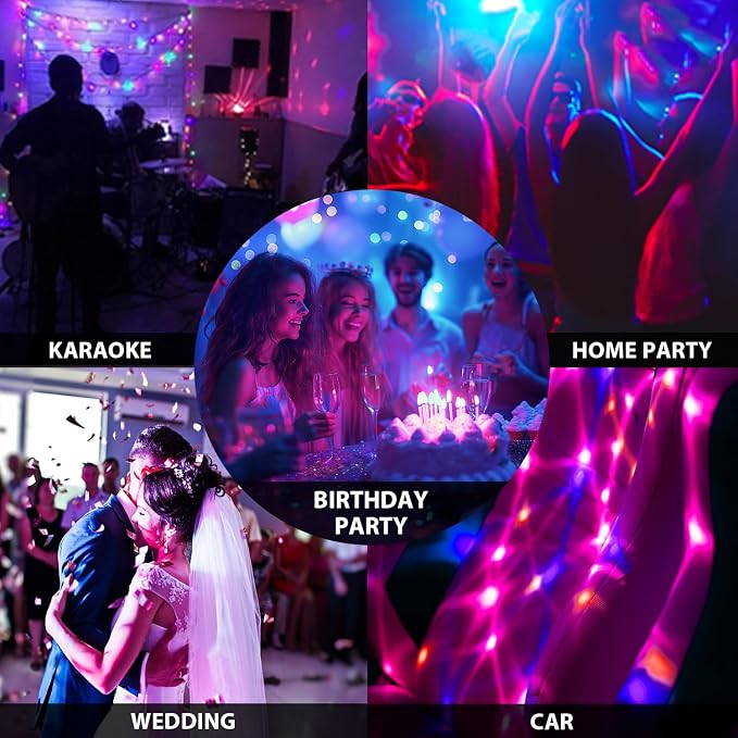 NEQUARE Disco Ball DJ Party Lights Sound Activated with Remote Control Strobe Lamp 7 Modes Stage Light for Home Room Dance Parties Karaoke Halloween Christmas Birthday Decorations -1 Pack