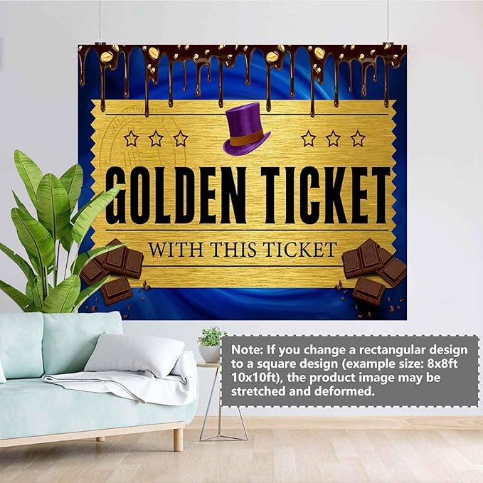 Chocolate Factory Golden Ticket Backdrop, Blue Drip Mini Top Hat Background, Kids Birthday Party Newborn Decoration Photo Booth TAY1902